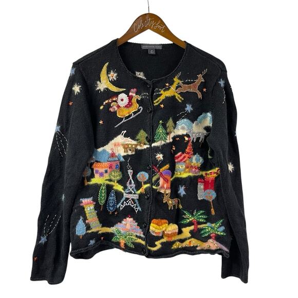 Not So Ugly Christmas Sweater Northern Isles M Colorful Around The World Santa - Picture 12 of 12